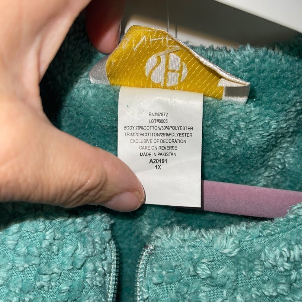 New Stan Herman Vintage Womens Robe Size 1X Green Chenille Half Zipper Front - Picture 14 of 14